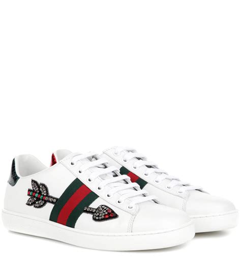 gucci embellished leather slip on sneakers|Gucci leather sneakers women.